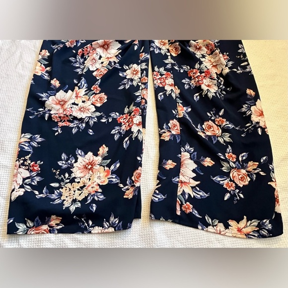 Xhilaration Floral Navy Pink Lightweight Polyester Blend Jumpsuit Women’s XXL - Picture 16 of 16